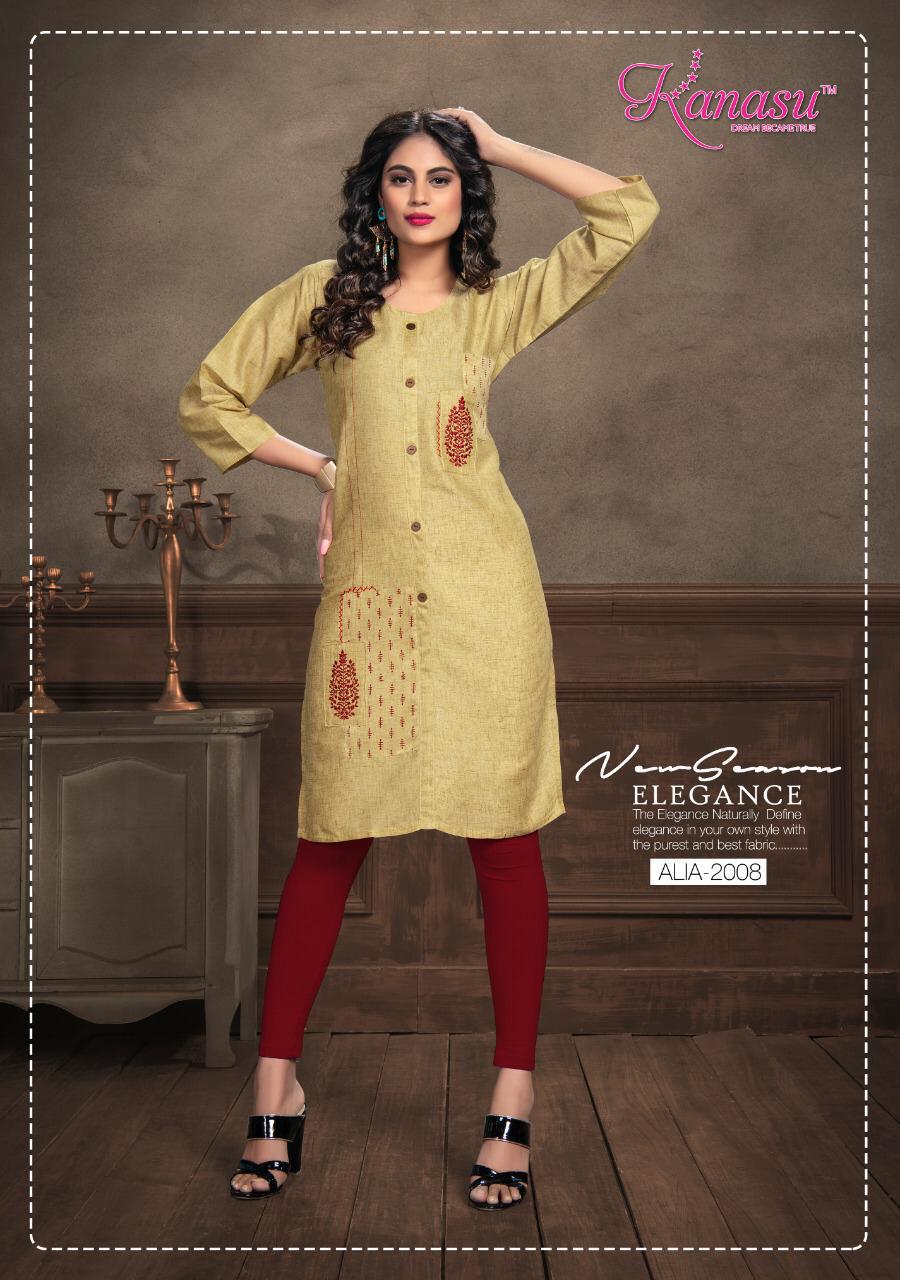 Kanasu Aliia Designer Straight Cut Short Kurti Collection at Wholesale Price